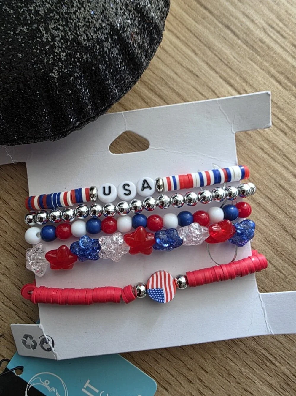 Disney Black Minnie Ears Headband, Glasses, and Bracelet Perfect for 4th of July
